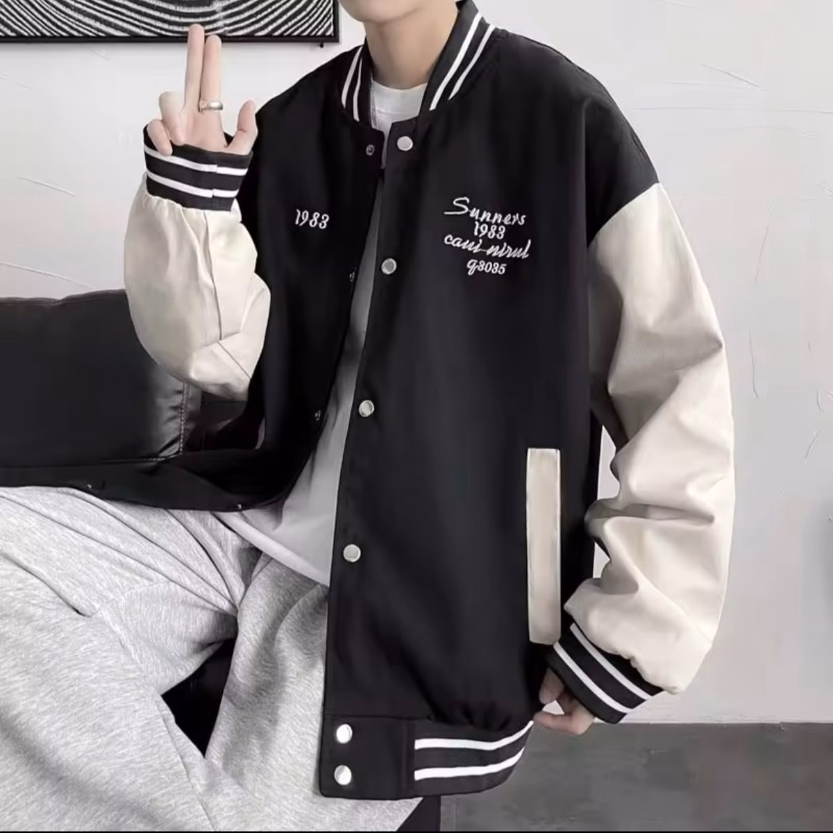 Áo Khoác Bomber 1983 Chất Dù 2 Lớp Nam Nữ Rộng Uinsex Sa43 - Sam Store - Ảnh 4