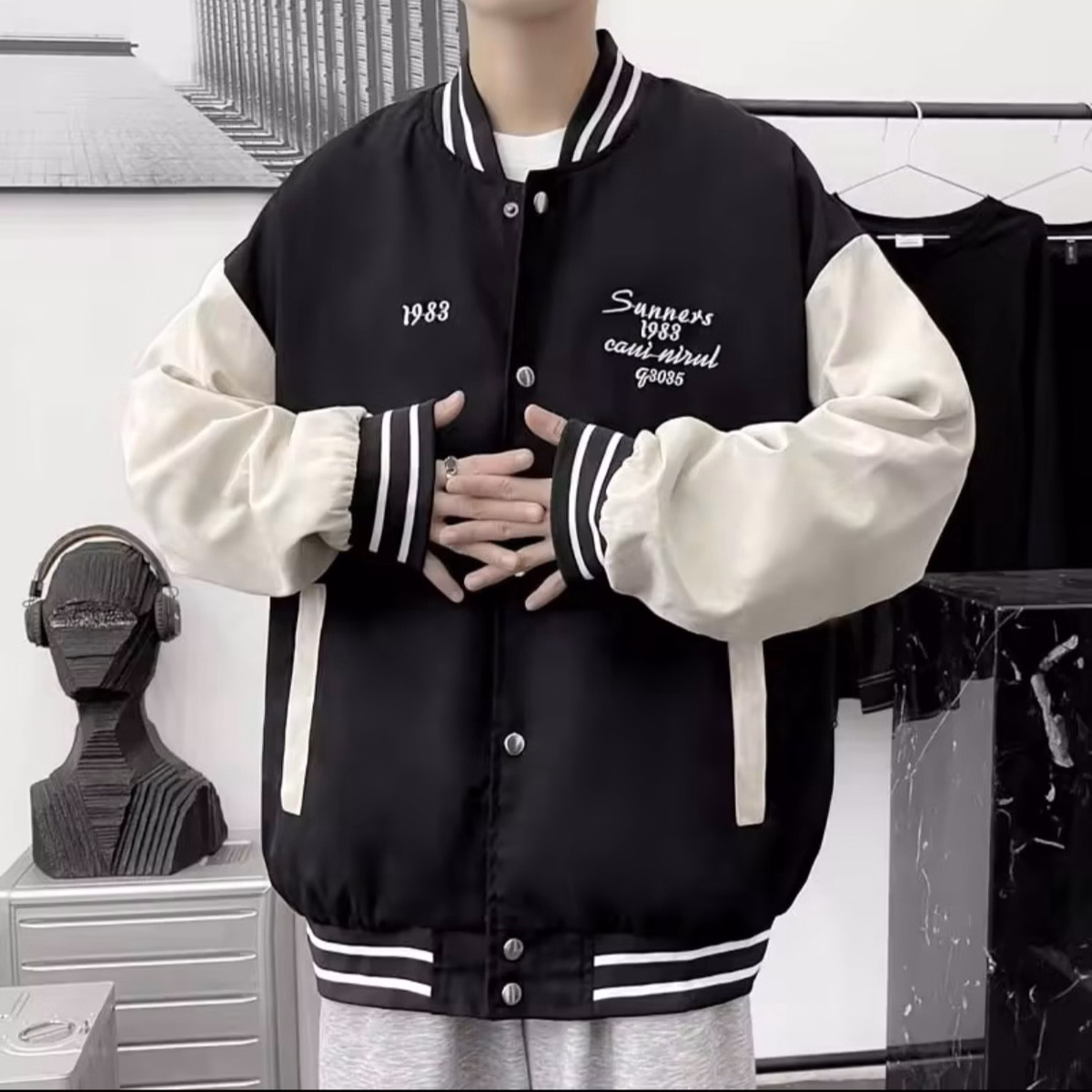 Áo Khoác Bomber 1983 Chất Dù 2 Lớp Nam Nữ Rộng Uinsex Sa43 - Sam Store - Ảnh 6