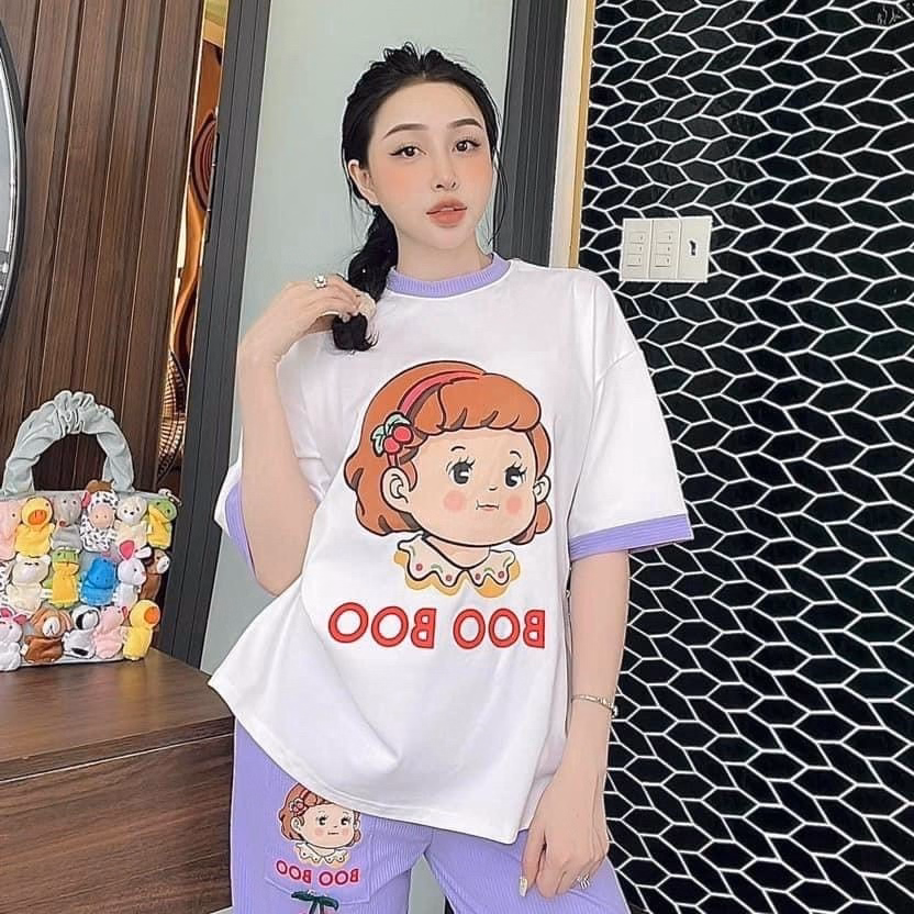 Set Bộ Đồ Nữ Thun Ngắn Tay Họa Tiết Hình Boo Boo Sa51 - Sam Store - Ảnh 4
