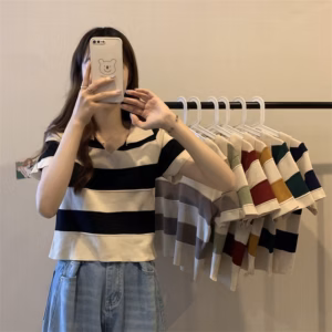 Áo Len Dệt Kim Cổ Bẻ Kẻ Ngang To Nhiều Màu Sldca183 - Diepchi Fashion