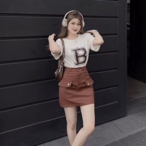 Set Bộ Đồ Nữ Thun Cotton Mix Chân Váy Chữ A Siêu Xinh Sa52 - Sam Store