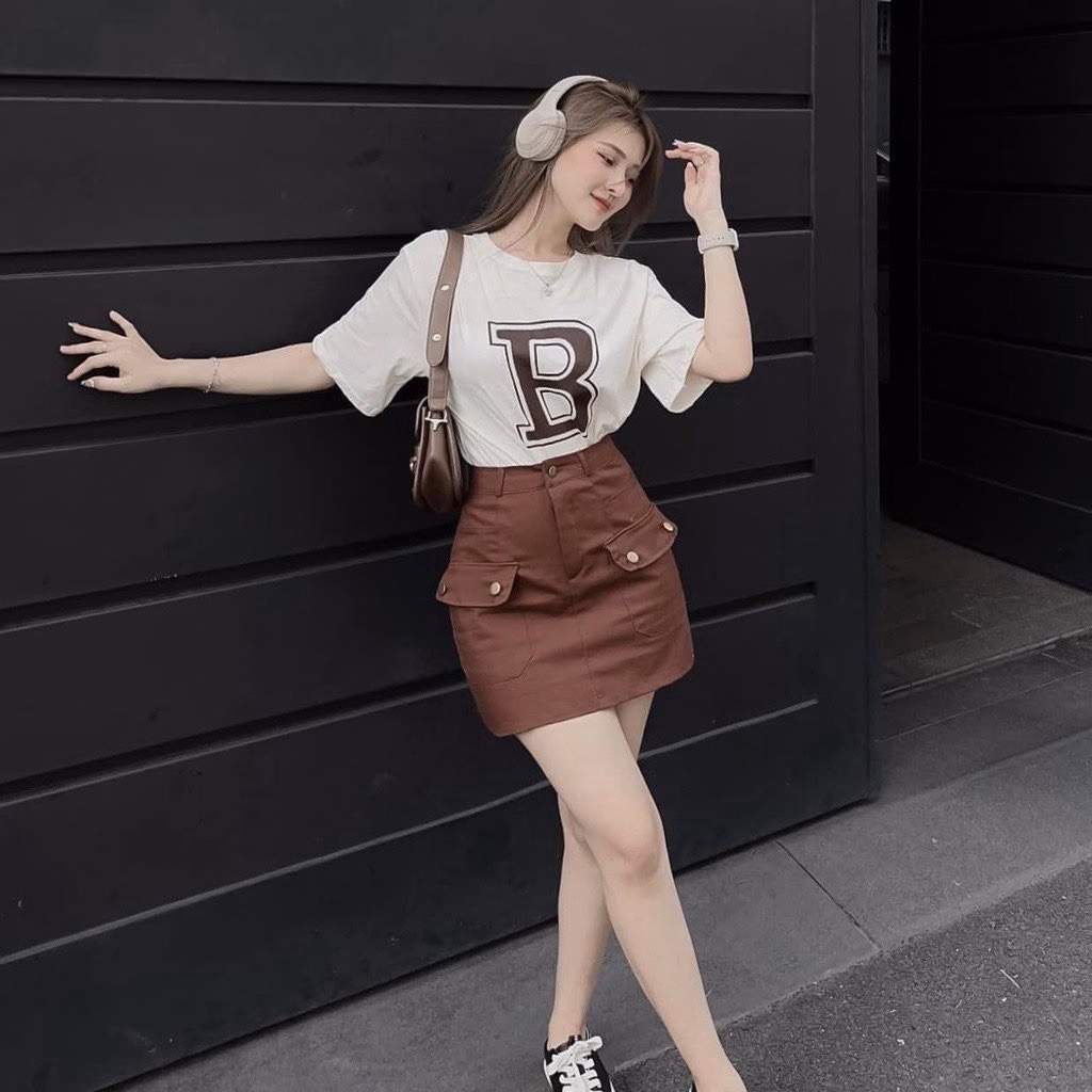 Set Bộ Đồ Nữ Thun Cotton Mix Chân Váy Chữ A Siêu Xinh Sa52 - Sam Store - Ảnh 4