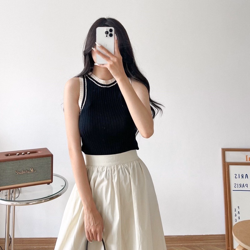 Áo Len 3 Lỗ Gân Nổi Viền Phối Màu Cực Xinh Sldca185 - Diepchi Fashion - Ảnh 2