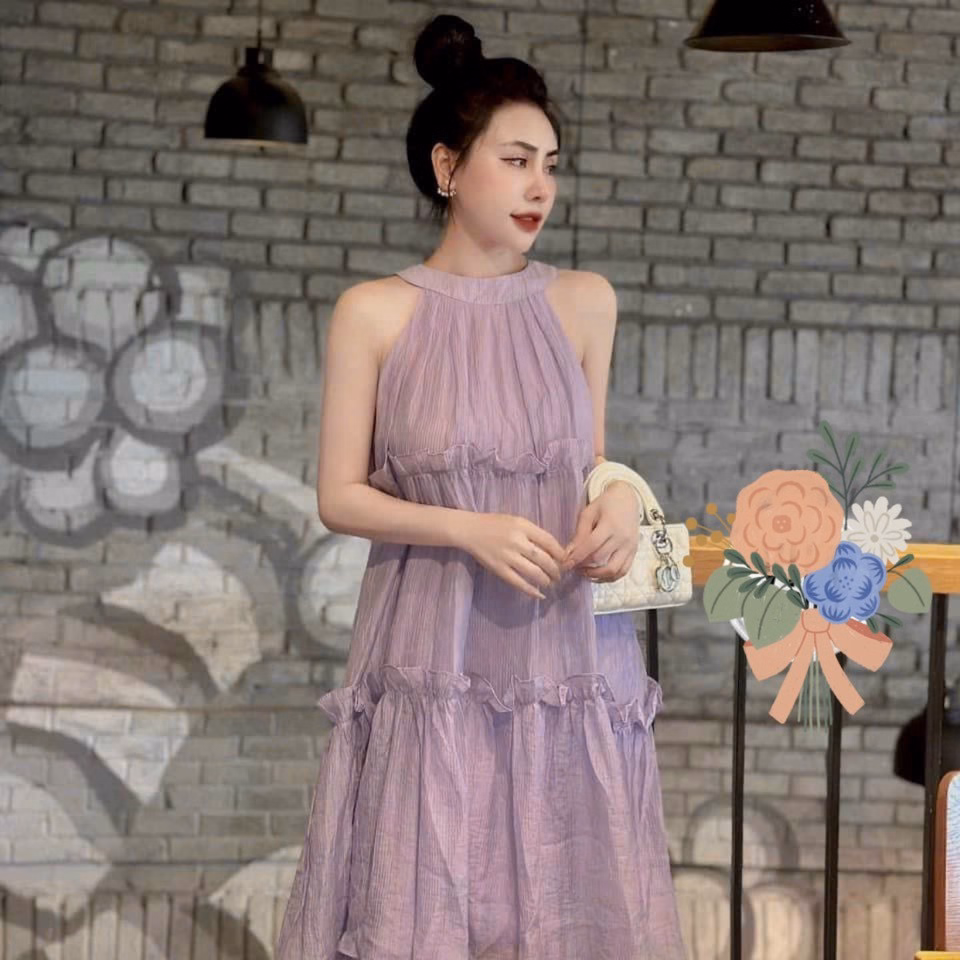 Đầm Váy Nữ Cổ Yếm Form Xòe Bt26 - Nana House - Ảnh 3