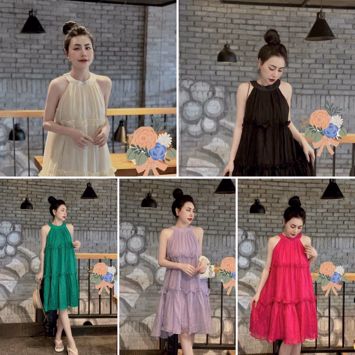 Đầm Váy Nữ Cổ Yếm Form Xòe Bt26 - Nana House - Ảnh 6