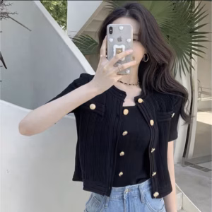 Áo Len Cộc Tay Cổ Tròn 5 Khuy Giữa Nhiều Màu Slcxa180 - Chipxinhxk