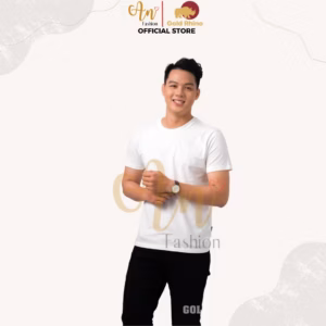 Áo Thun Nam Cổ Tròn Màu Trắng 100% Cotton Cao Cấp - Gold Rhino