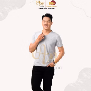 Áo Thun Nam Cổ Tròn Màu Xám Tiêu 100% Cotton Cao Cấp - Gold Rhino