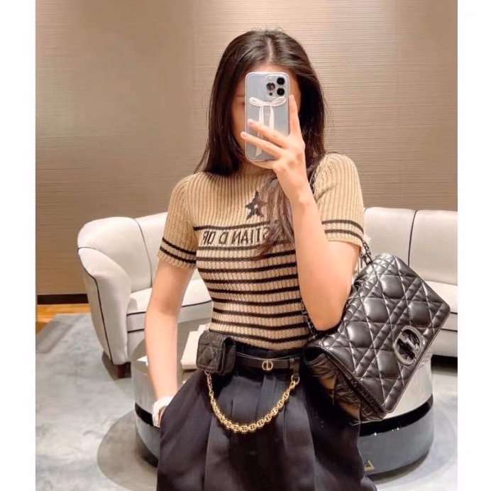 Áo Len Cộc Tay In Chữ Cd Kết Hợp Ngôi Sao Trước Ngực Slcxa170 - Chipxinhxk - Ảnh 2