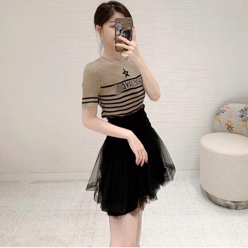 Áo Len Cộc Tay In Chữ Cd Kết Hợp Ngôi Sao Trước Ngực Slcxa170 - Chipxinhxk - Ảnh 6