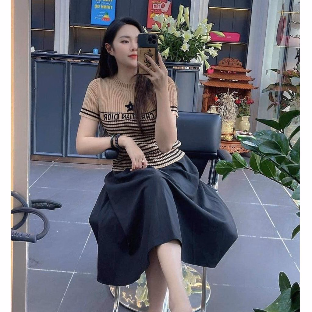 Áo Len Cộc Tay In Chữ Cd Kết Hợp Ngôi Sao Trước Ngực Slcxa170 - Chipxinhxk - Ảnh 8