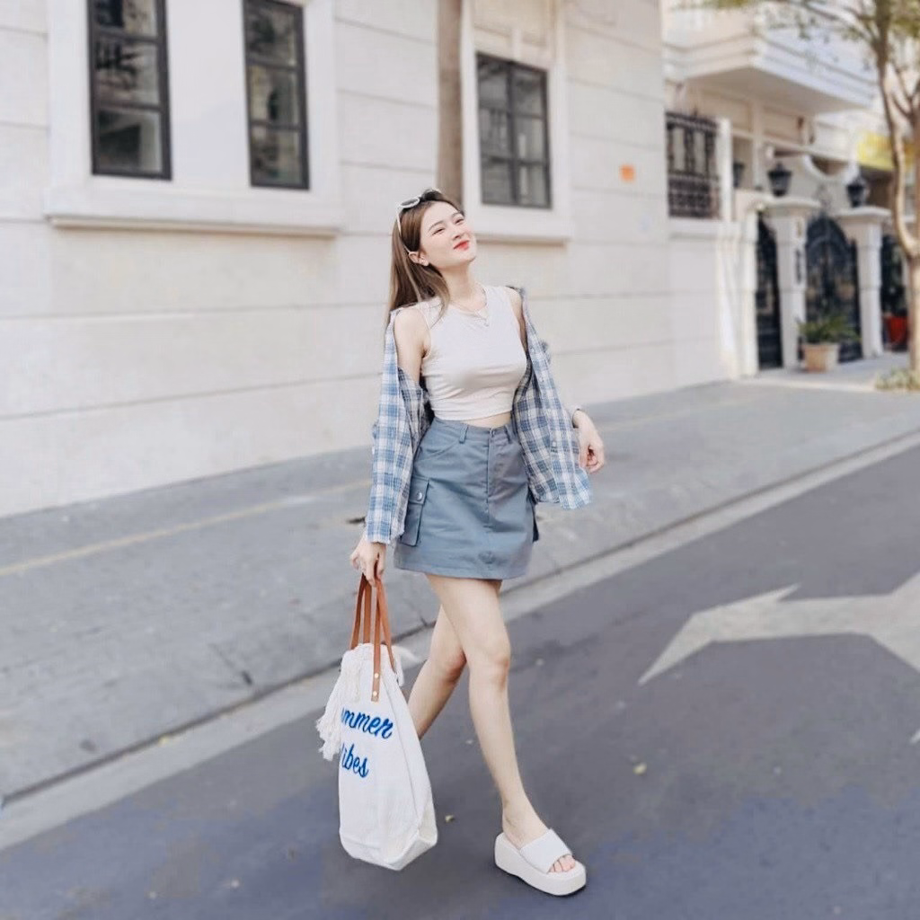 Set Đồ Bộ Nữ 3 Món Cùng Tông Mix Chân Váy Sa60 - Sam Store - Ảnh 3