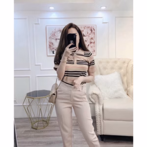 Áo Len Ngắn Tay Cổ Bẻ Kẻ Bbr Hot Trend Slcxa175 - Chipxinhxk