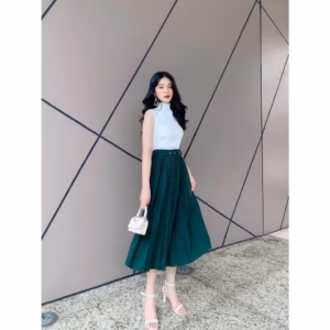 Chân Váy Dập Ly Kèm Đai Chất Liệu Umi Phong Cách Vintage Sldcv20 - Diepchi Fashion