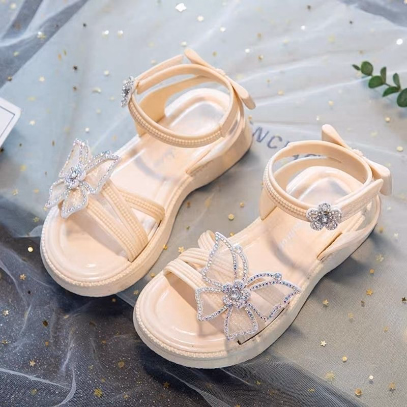 Giày Sandal Đế Mềm Chống Trượt Đính Bướm Đá Cho Bé Gái Nh01 - Be Yourself - Ảnh 2