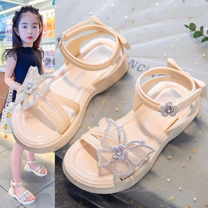 Giày Sandal Đế Mềm Chống Trượt Đính Bướm Đá Cho Bé Gái Nh01 - Be Yourself - Ảnh 3