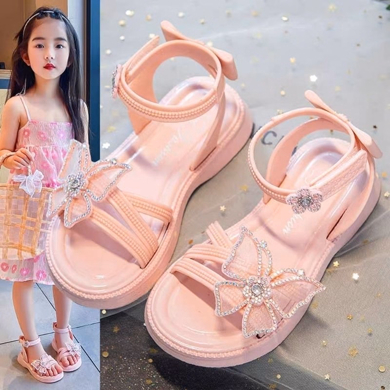 Giày Sandal Đế Mềm Chống Trượt Đính Bướm Đá Cho Bé Gái Nh01 - Be Yourself