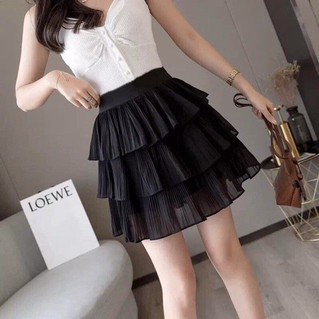 Chân Váy Voan 3 Tầng Dập Ly Dáng Ngắn Cạp Chun Co Giãn 4 Chiều Sldcv10 - Diepchi Fashion - Ảnh 2