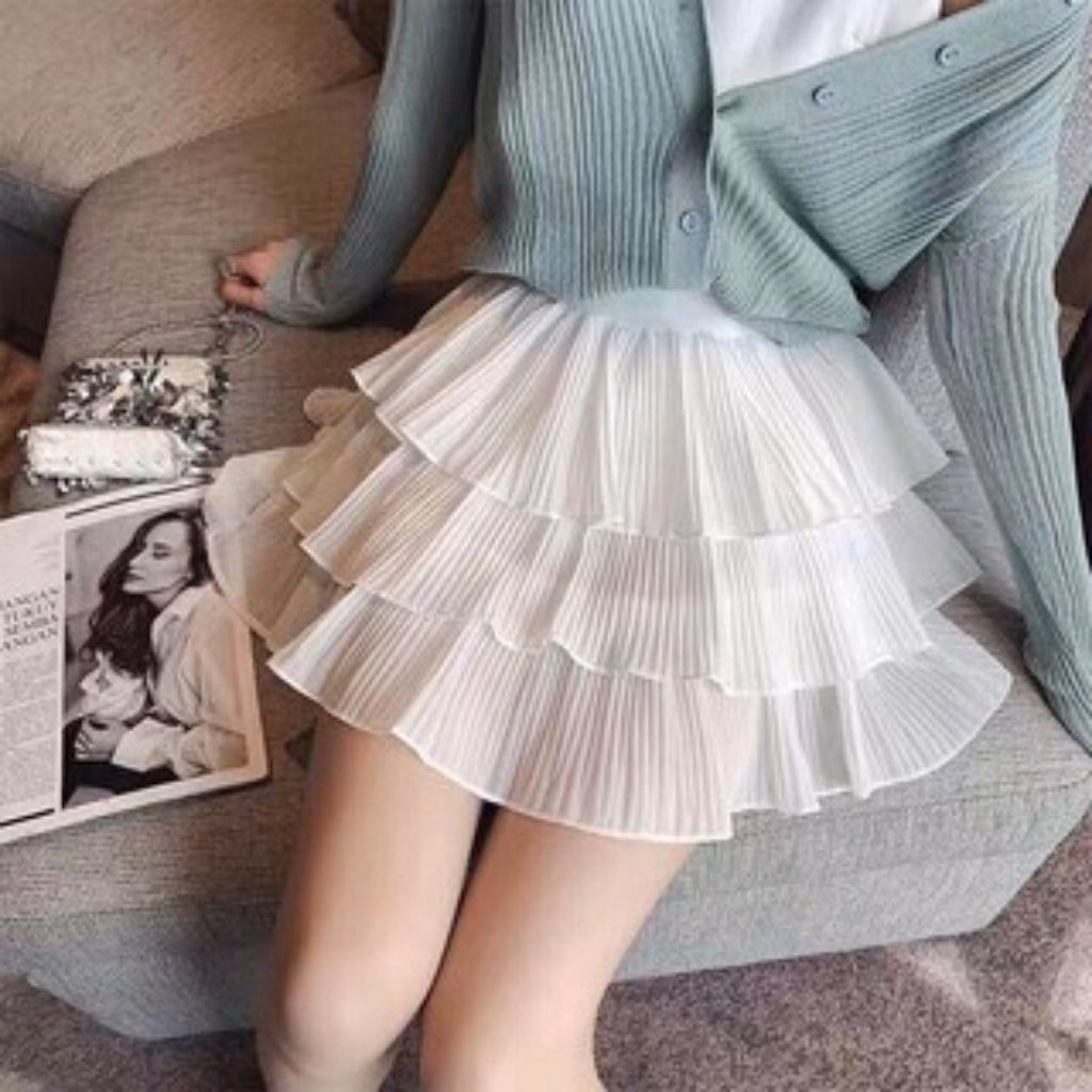 Chân Váy Voan 3 Tầng Dập Ly Dáng Ngắn Cạp Chun Co Giãn 4 Chiều Sldcv10 - Diepchi Fashion - Ảnh 4