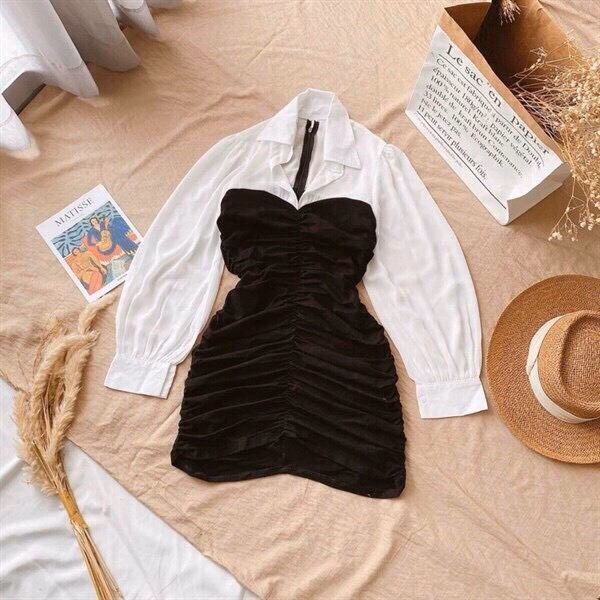 Đầm Váy Nữ Ôm Body Cổ Sơ Mi Tay Voan Bt369 - Nana House - Ảnh 6