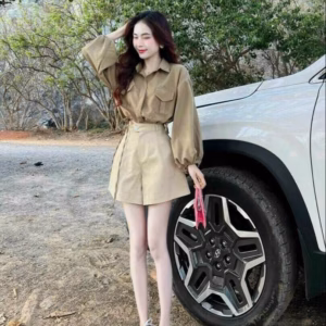 Set Bộ Nữ Áo Sơ Mi Tay Dài Mix Quần Ống Rộng Sa63 - Sam Store