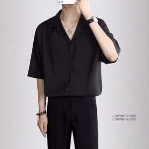 Áo Sơ Mi Ngắn Tay Nam Cổ Vest Regular Dáng Rộng Thời Trang Unisex - Tuto5 Menswear