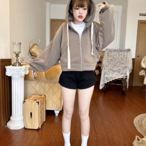 Áo Khoác Nỉ Lửng Trơn Phối Dây Bản To Siêu Đẹp Va12 - Phương Store