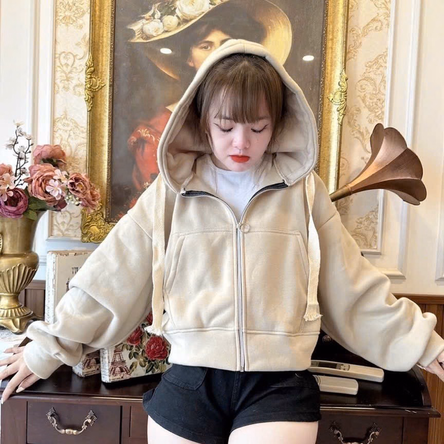 Áo Khoác Nỉ Lửng Trơn Phối Dây Bản To Siêu Đẹp Va12 - Phương Store - Ảnh 7