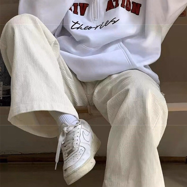 Quần Dài Nam Nữ Unisex Nhung Ống Rộng Có Dây Rút Gấu - Ảnh 9