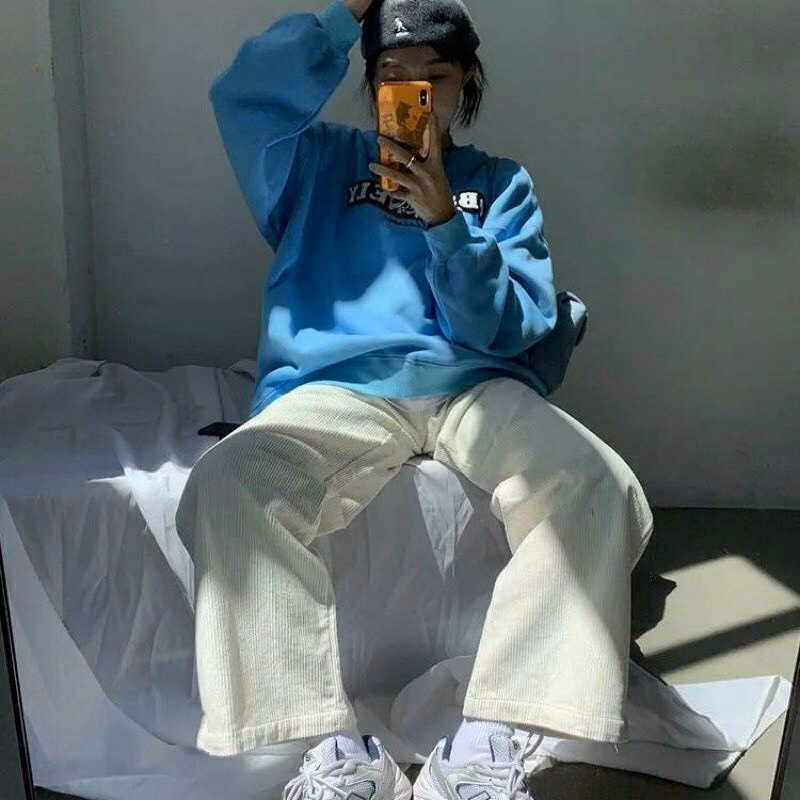 Quần Dài Nam Nữ Unisex Nhung Ống Rộng Có Dây Rút Gấu - Ảnh 15