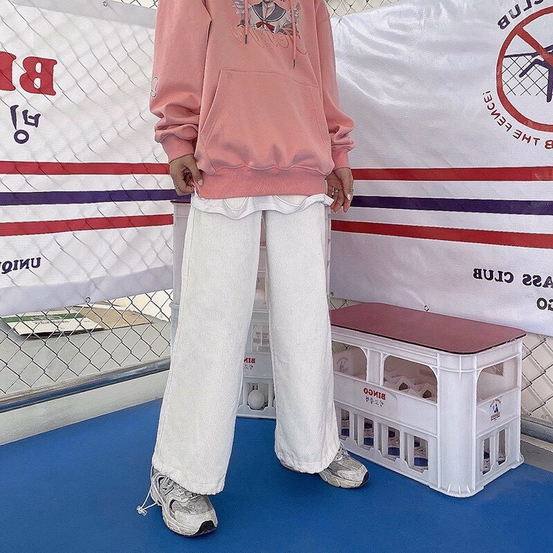 Quần Dài Nam Nữ Unisex Nhung Ống Rộng Có Dây Rút Gấu - Ảnh 18