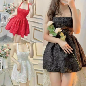 Đầm Nữ Vải Gấm Dây Cột Sau Lưng Xòe Có Mút Ngực - Ausa House