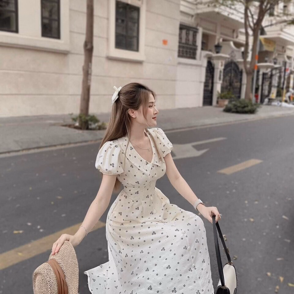 Đầm Váy Nữ Lụa Xốp Hoa Nút Bọc Q1- Sam Store - Ảnh 2