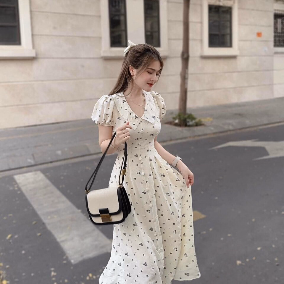 Đầm Váy Nữ Lụa Xốp Hoa Nút Bọc Q1- Sam Store - Ảnh 7