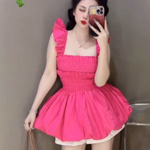 Set Đồ Nữ Áo Chun Tay Bèo Nhí Phối Quần Short - Ausa House