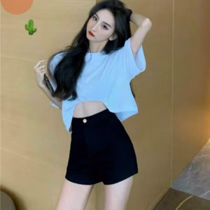 Quần Short Nữ Kaki Trơn Đen - Ausa House