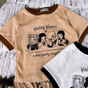 Áo Thun Nữ Croptop Cổ Tròn Tay Ngắn Hining Planer - Ausa House