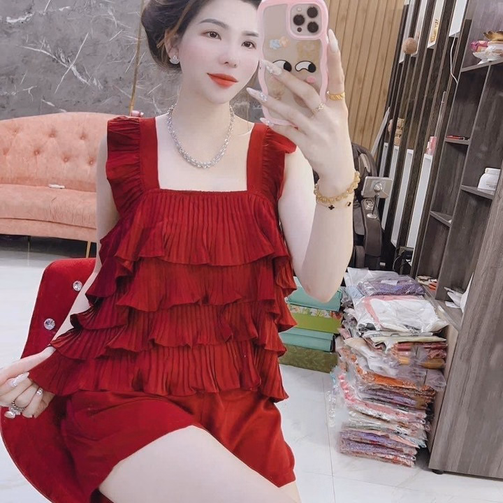 Set Bộ Đồ Nữ Áo Cổ Vuông Tầng Bèo Sa76 - Sam Store - Ảnh 4