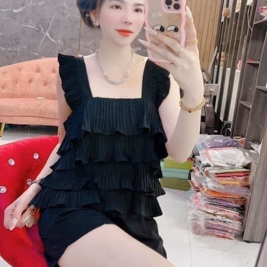 Set Bộ Đồ Nữ Áo Cổ Vuông Tầng Bèo Sa76 - Sam Store - Ảnh 3