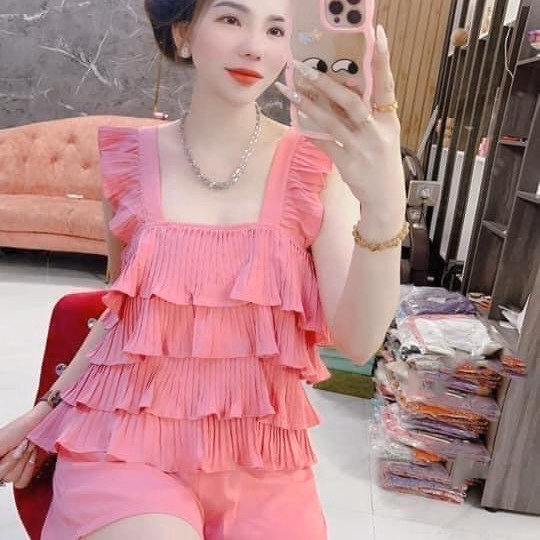 Set Bộ Đồ Nữ Áo Cổ Vuông Tầng Bèo Sa76 - Sam Store - Ảnh 2