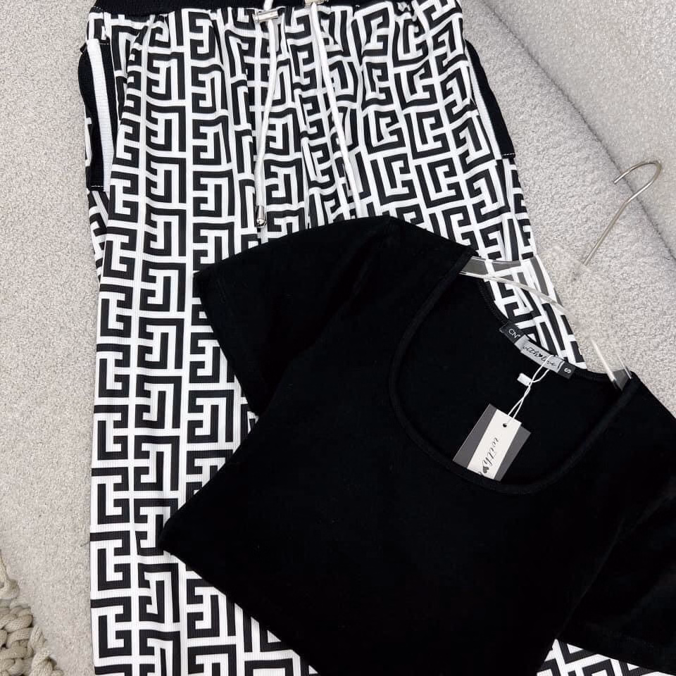 Set Bộ Đồ Nữ Thun In 3D Áo Crotop Phối Quần Dài Chất Gân Sa82 - Sam Store - Ảnh 3