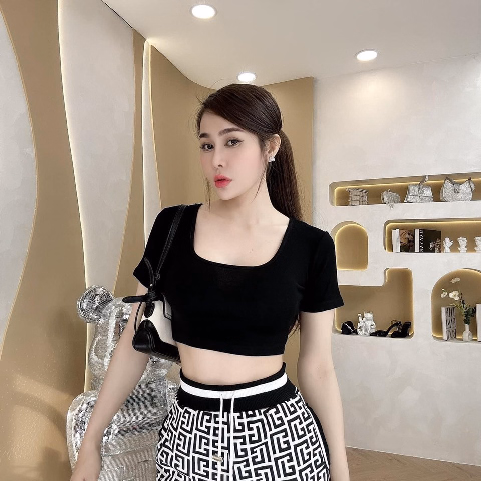 Set Bộ Đồ Nữ Thun In 3D Áo Crotop Phối Quần Dài Chất Gân Sa82 - Sam Store