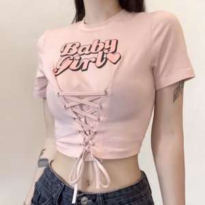 Áo Crotop Baby Đan Trước Cổ Tròn Tay Ngắn Ôm Body Ug839 - Nana House