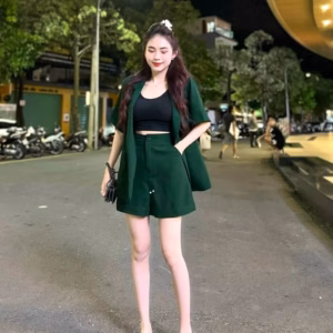 Set Bộ Vest Nữ Blazer Ngắn Tay Mix Quần Ống Rộng Cùng Tone Sa98 - Sam Store