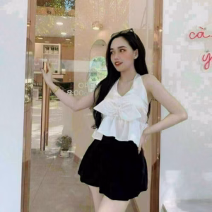 Áo Nữ Bèo Nơ Có Mút Vải Phi Bóng - Ausa House