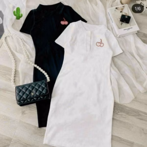 Đầm Nữ Body Cổ Trụ Thêu Cherry - Ausa House