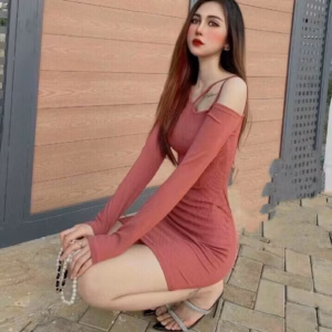 Đầm Nữ Body Dài Tay Cổ Yếm Dây Cột - Ausa House