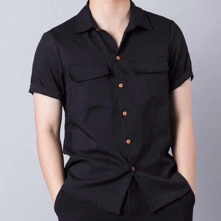 Áo Sơ Mi Nam Ngắn Tay Cổ Bẻ Túi Hộp Chất Vải Đũi Cực Mát Phong Cách Thời Trang Tj06 - Trùm Sỉ Vn - Ảnh 2