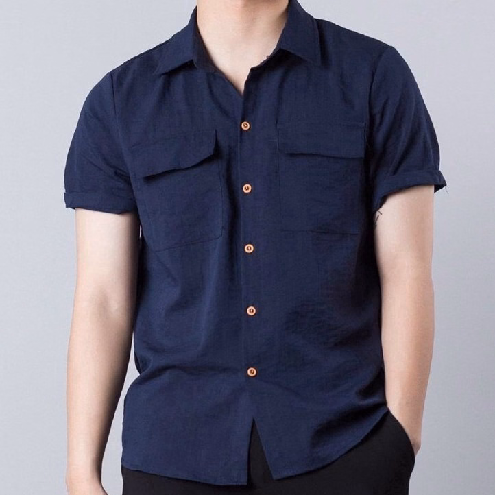 Áo Sơ Mi Nam Ngắn Tay Cổ Bẻ Túi Hộp Chất Vải Đũi Cực Mát Phong Cách Thời Trang Tj06 - Trùm Sỉ Vn - Ảnh 5