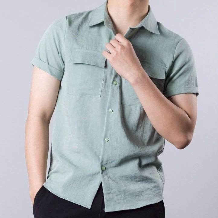 Áo Sơ Mi Nam Ngắn Tay Cổ Bẻ Túi Hộp Chất Vải Đũi Cực Mát Phong Cách Thời Trang Tj06 - Trùm Sỉ Vn - Ảnh 4